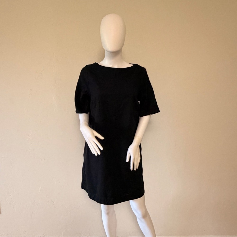 Abercrombie & Fitch Black Women's Short Sleeve Shift Dress Size M Tall